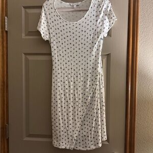 41 Hawthorn White Dress with Blue Floral Pattern